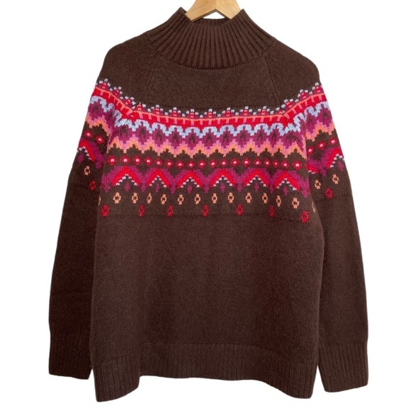 Lou & Grey Fair Isle Soft Wool Blend Mockneck Sweater - Picture 2 of 7